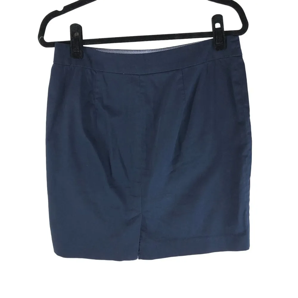 LL Bean Womens Pencil Skirt Favorite Fit Poplin Stretch Navy Blue 6 Petite - Image 2