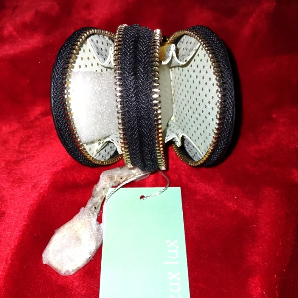 New with Tags! Deux Lux Black Sparkly Double Coin Purse & Keychain. - Image 5