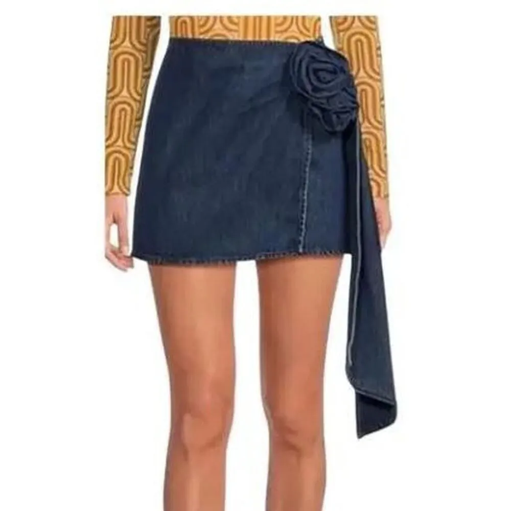 Gianni Bini Rein Rosette Dark Wash Denim Micro Mini Skirt Y2K Piece (Sz 26) - Image 8