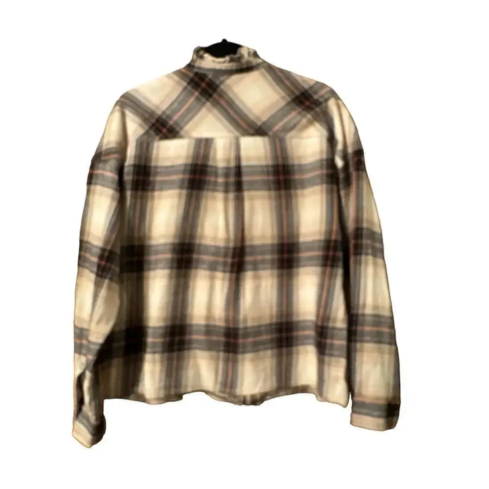 Sundance XS floral embroidered flannel boxy top 100% Cotton Western Boho prairie - Image 5