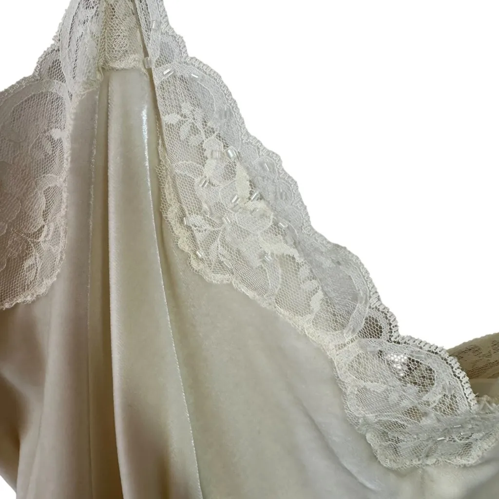 Vintage Y2K Ivory Velvet & Lace Beaded Cami Top Karen Kane Size Large - Image 3