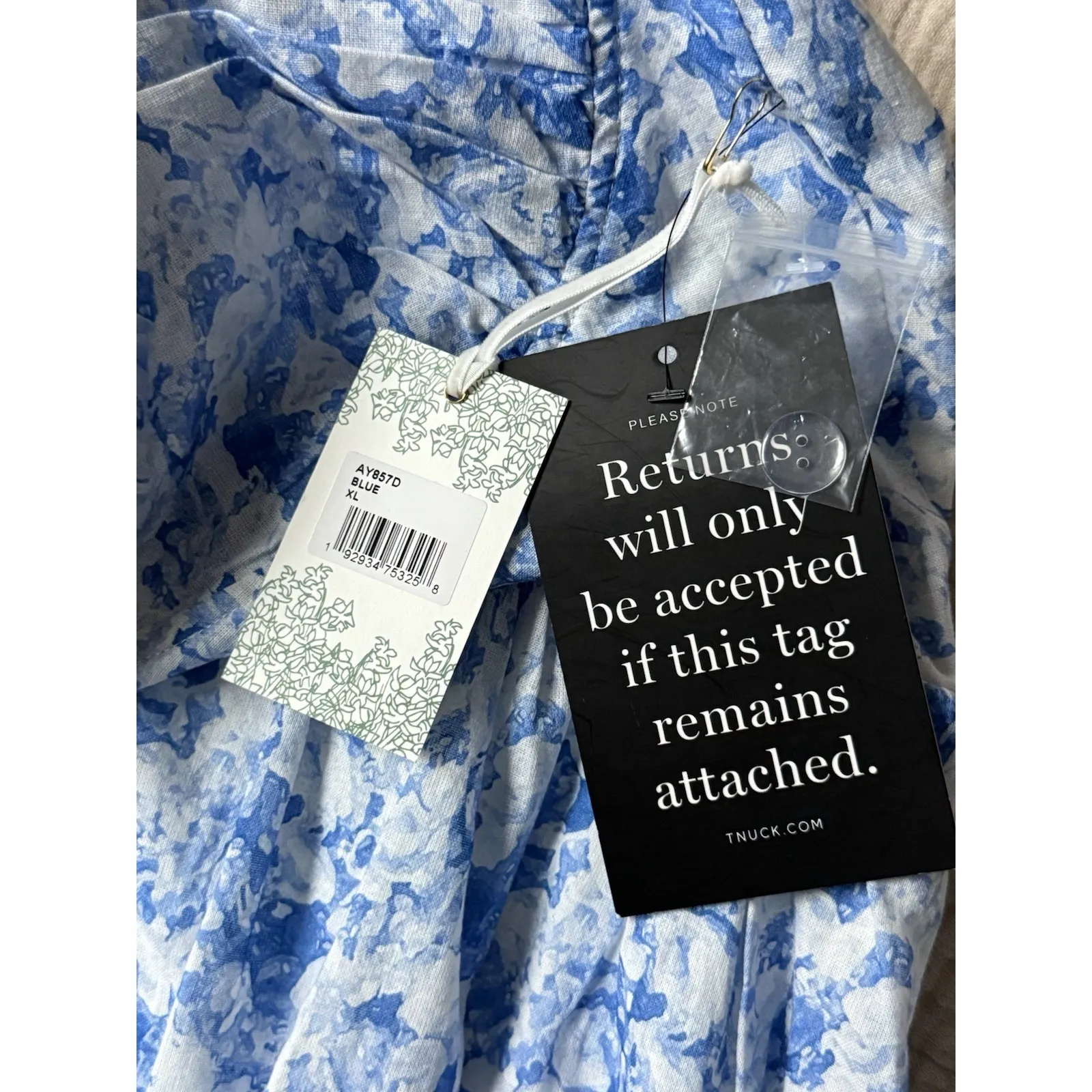 NWT Tuckernuck Hyacinth House XL Blue White Floral Midi Dress Romantic Garden - Image 4