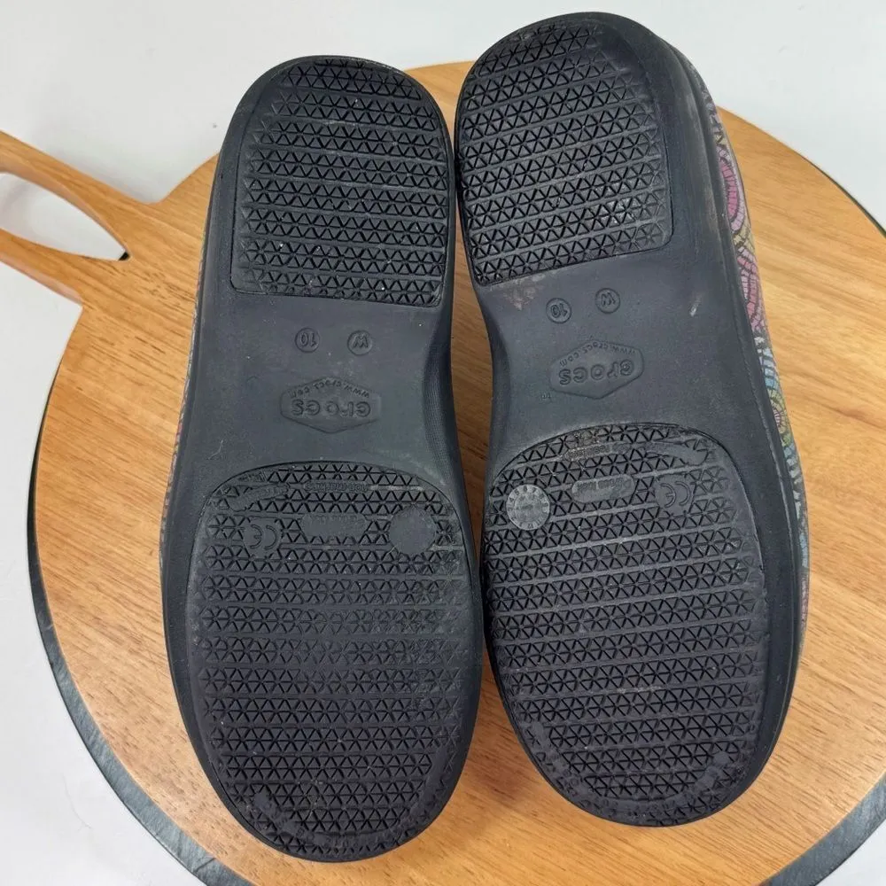 Crocs  Rainbow Colorful Patterned Clogs Shoes Black Multi Women’s 10 - Image 8