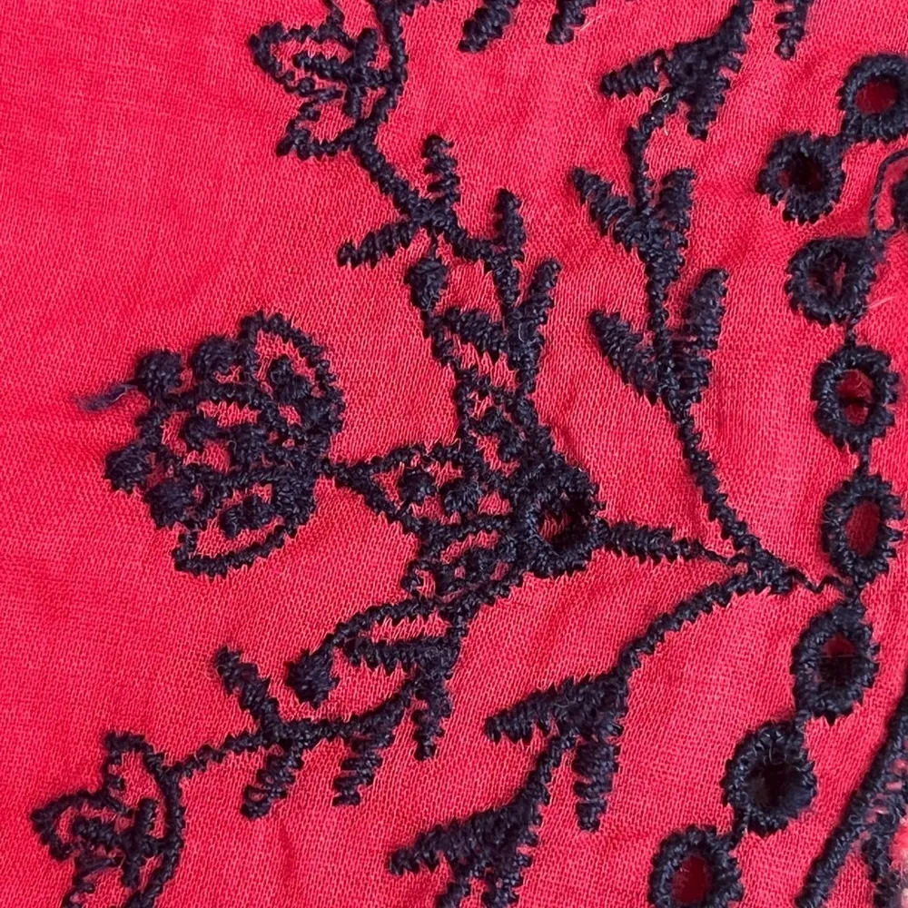 GAP Red Scalloped Eyelet Sleeveless Babydoll Blouse Women’s XS Coastal - Image 10