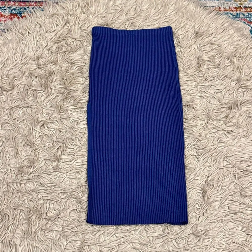 Open edit lux sculpt ribbed skirt with slit size small - Image 4