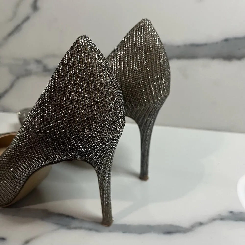 Carlos by Carlos Santana Women's Gold Silver Bling Pointed Toe Posy Heels Sz 9.5 - Image 5