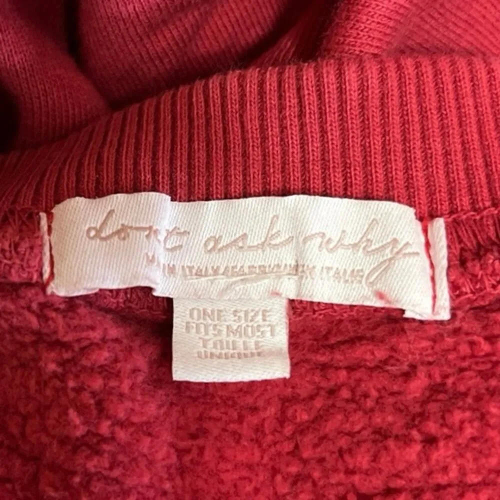 Don’t Ask Why Red Women’s Cotton Cropped Cheers Sweatshirt Long Sleeve One Size - Image 3