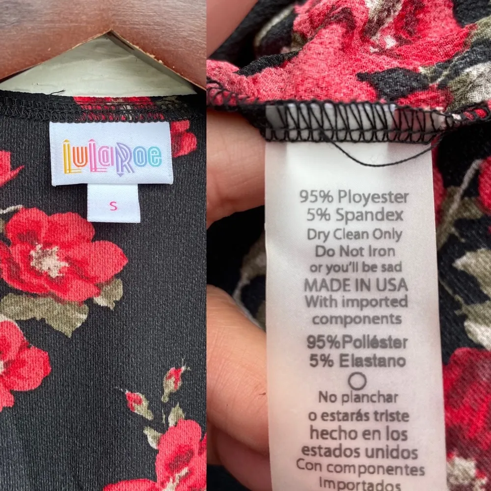 NWT Lularoe Women’s Vest Black Red Floral Sleeveless Long Duster Small - Image 8