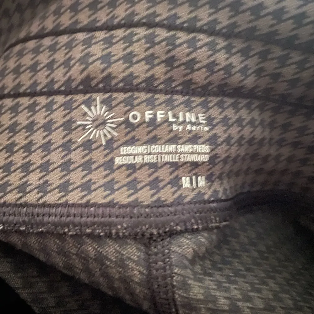 Offline by Aerie Womens Leggings Green Mini Houndstooth Drawstring Size Medium - Image 10