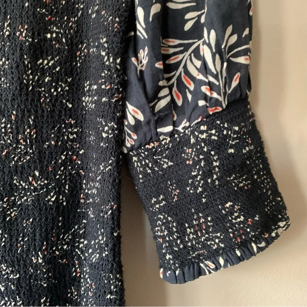 NWOT Zara Penny Ruched Black Floral Linen Blend Boho Midi Dress Size Small - Image 9