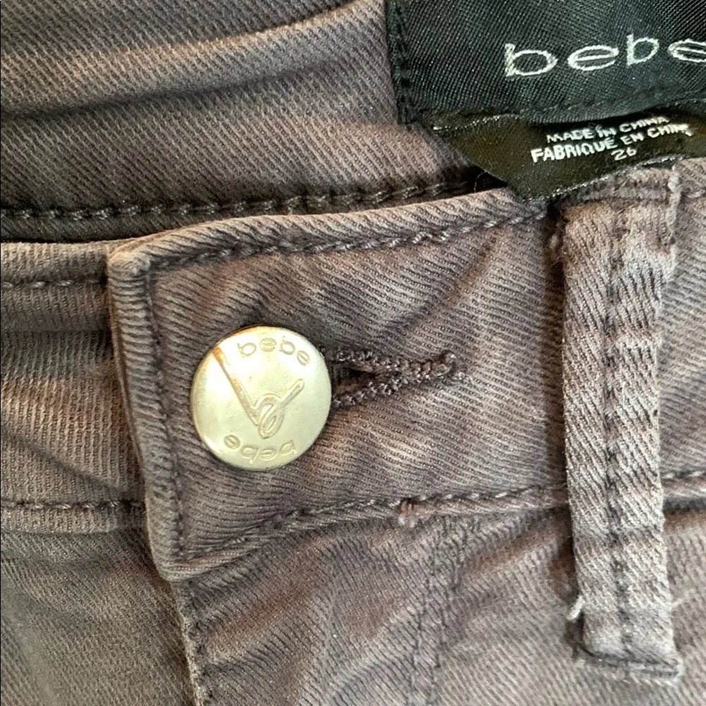 bebe Gray Moto Skinny Jeans with Zipper Accents Size 26 - Image 5