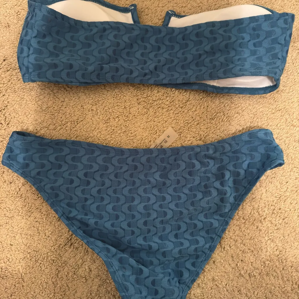 SHEIN Blue Patterned Bandeau Bikini - Image 2