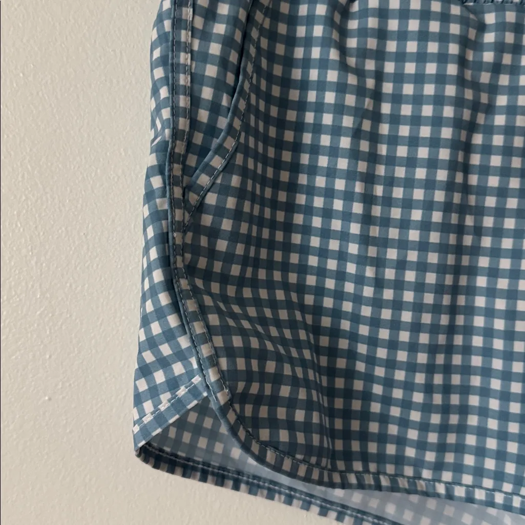 Albion M Blue and White Checkered Active Shorts - Image 4