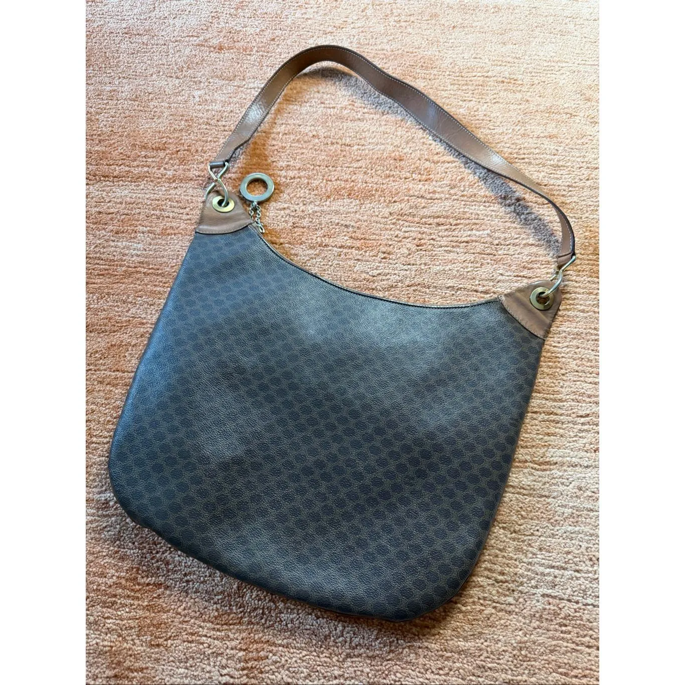 Vintage Celine Paris Brown Macadam Hobo Shoulder Bag Made in Italy - Image 10