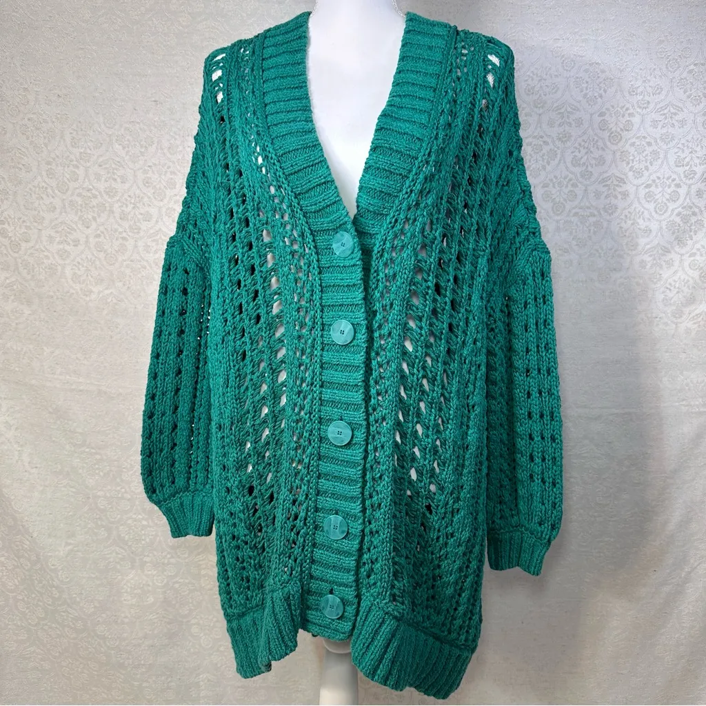 Maeve Anthropologie Oversized Open-Stitch Long Sleeve Cardigan Sweater Small - Image 10