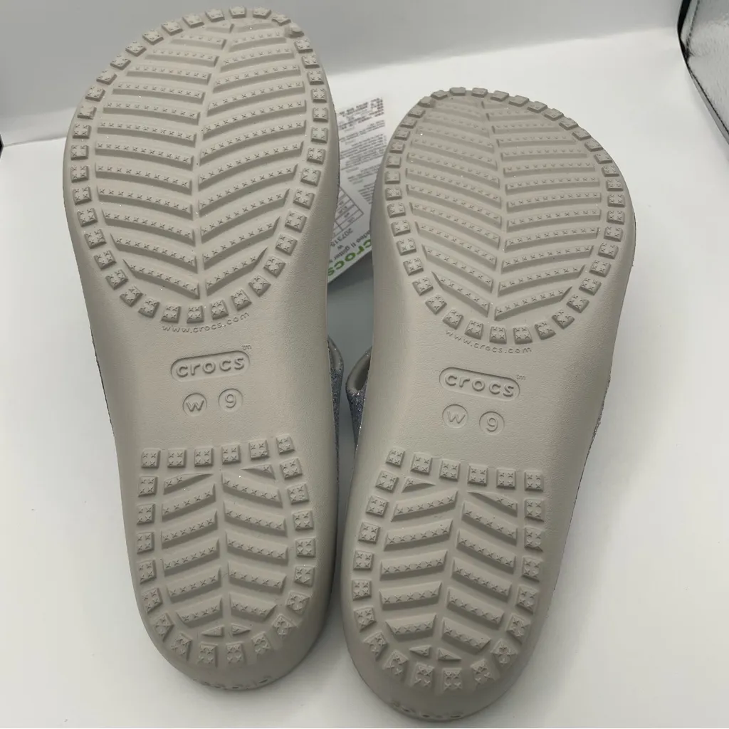 Crocs Kadee II glitter gray/silver slide sandals women’s Size 9W - Image 6