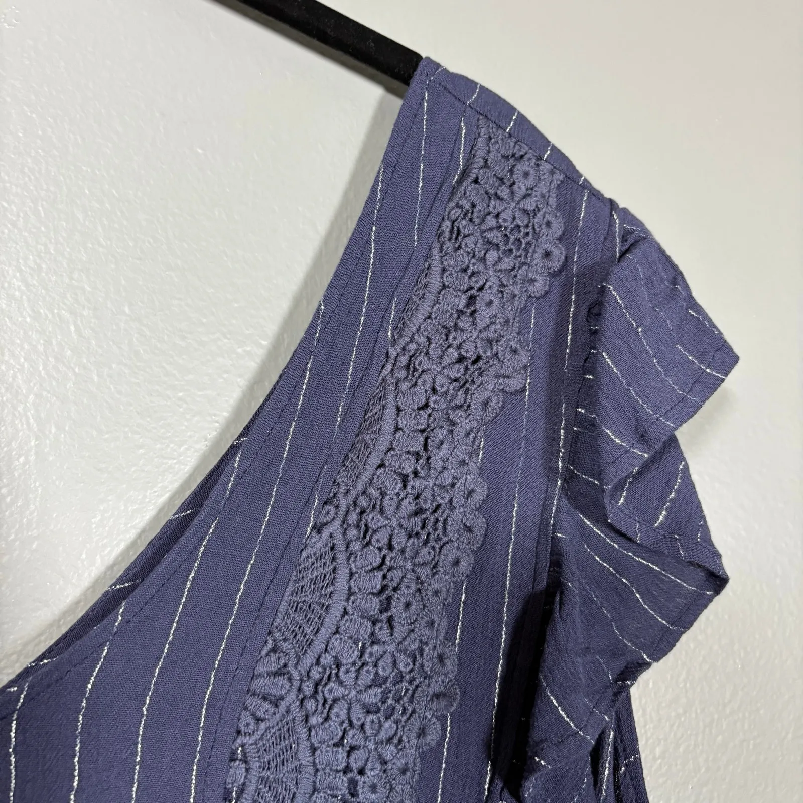 Maurices Blue & Metallic Silver Boho Fairy Babydoll Top - 2X - Women's Plus Size - Image 2