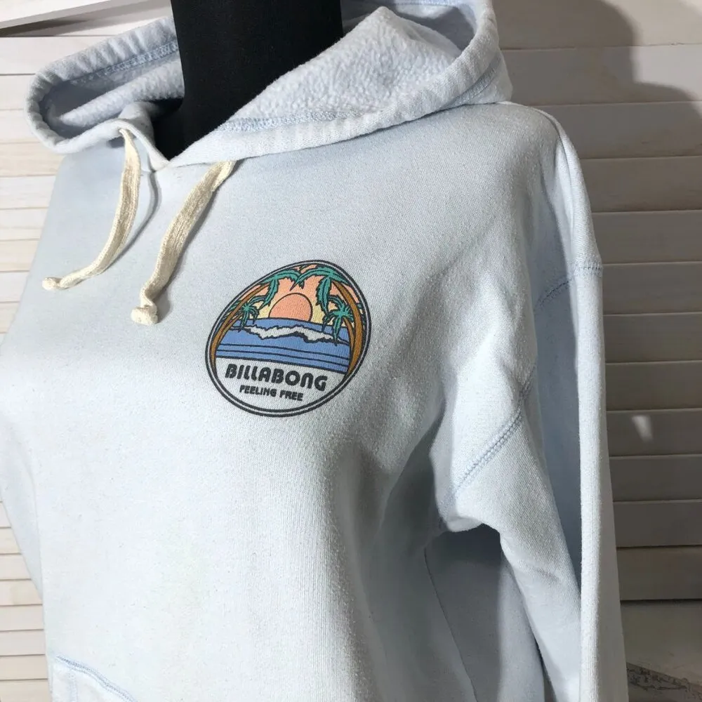 Billabong oversized cotton beach sweatshirt ocean surf orange blue hooded Sz S - Image 5