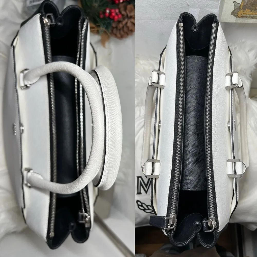 MCM Two Way Laptop/Document Bag Handbag Crossbody Saffiano Leather Excellent - Image 7