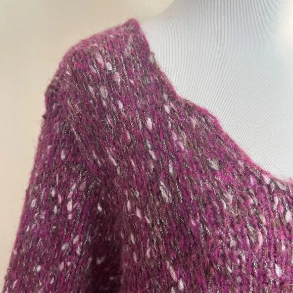 Tricots Jean Marc Tunic Sweater M Purple Open‎ Knit Wool Mohair Blend Womens Size M - Image 3