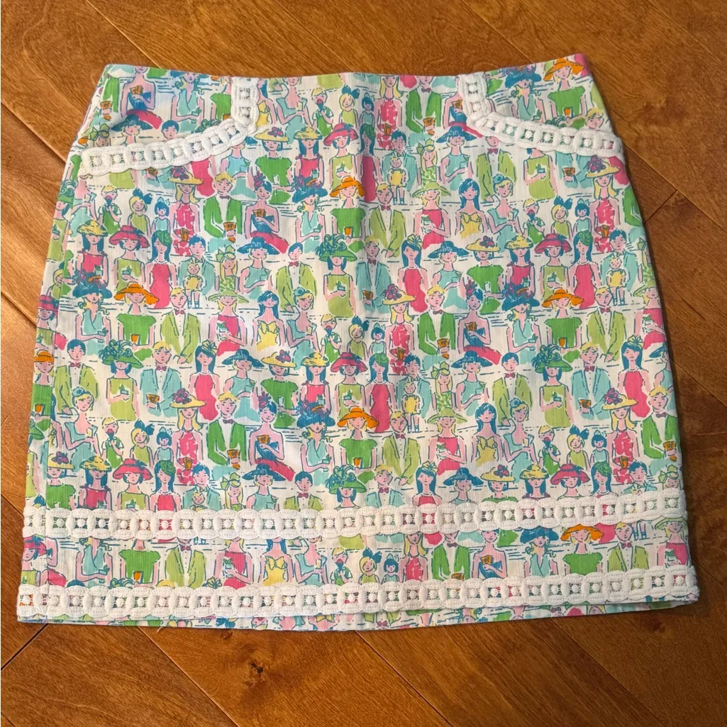Lilly Pulitzer Roslyn Skirt in Classic White ‘Giddy Up’ print Kentucky Derby - Image 6