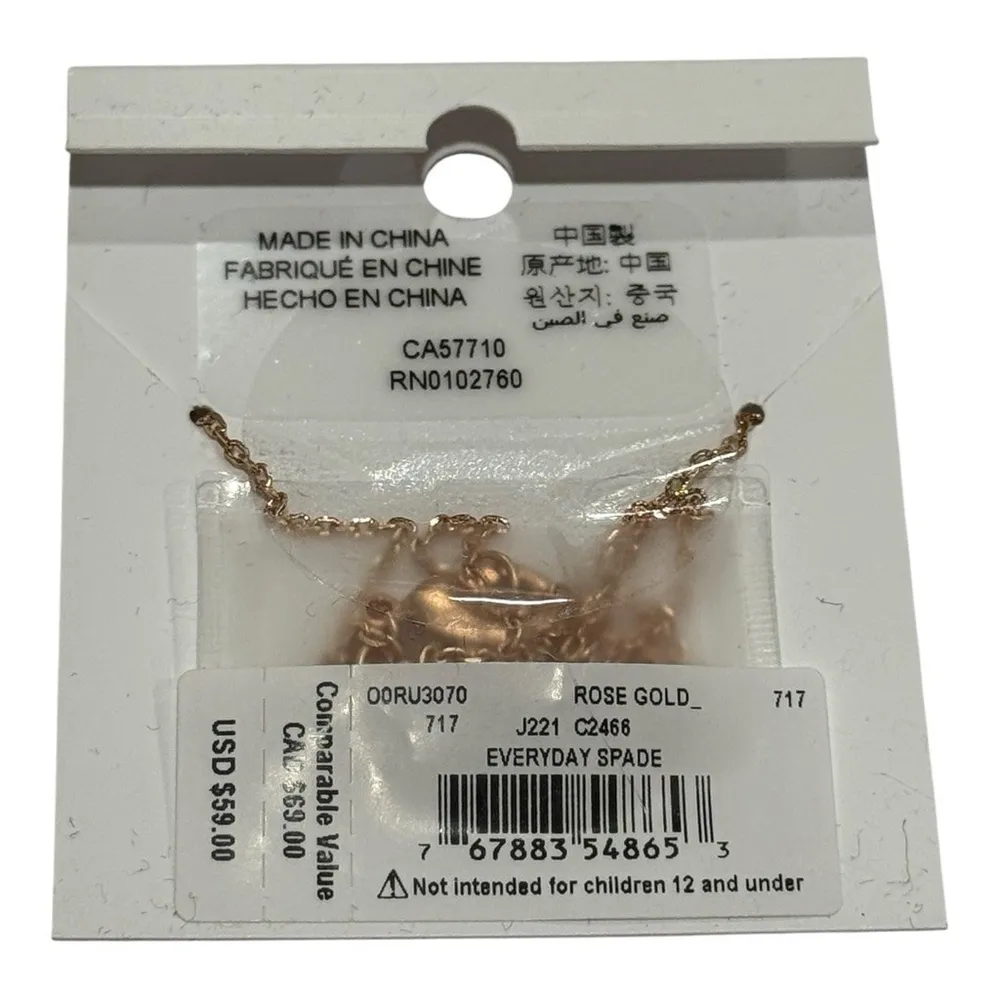 Kate Spade "Everyday Spade" Pendant Necklace, Rose Gold Tone NWT - Image 3