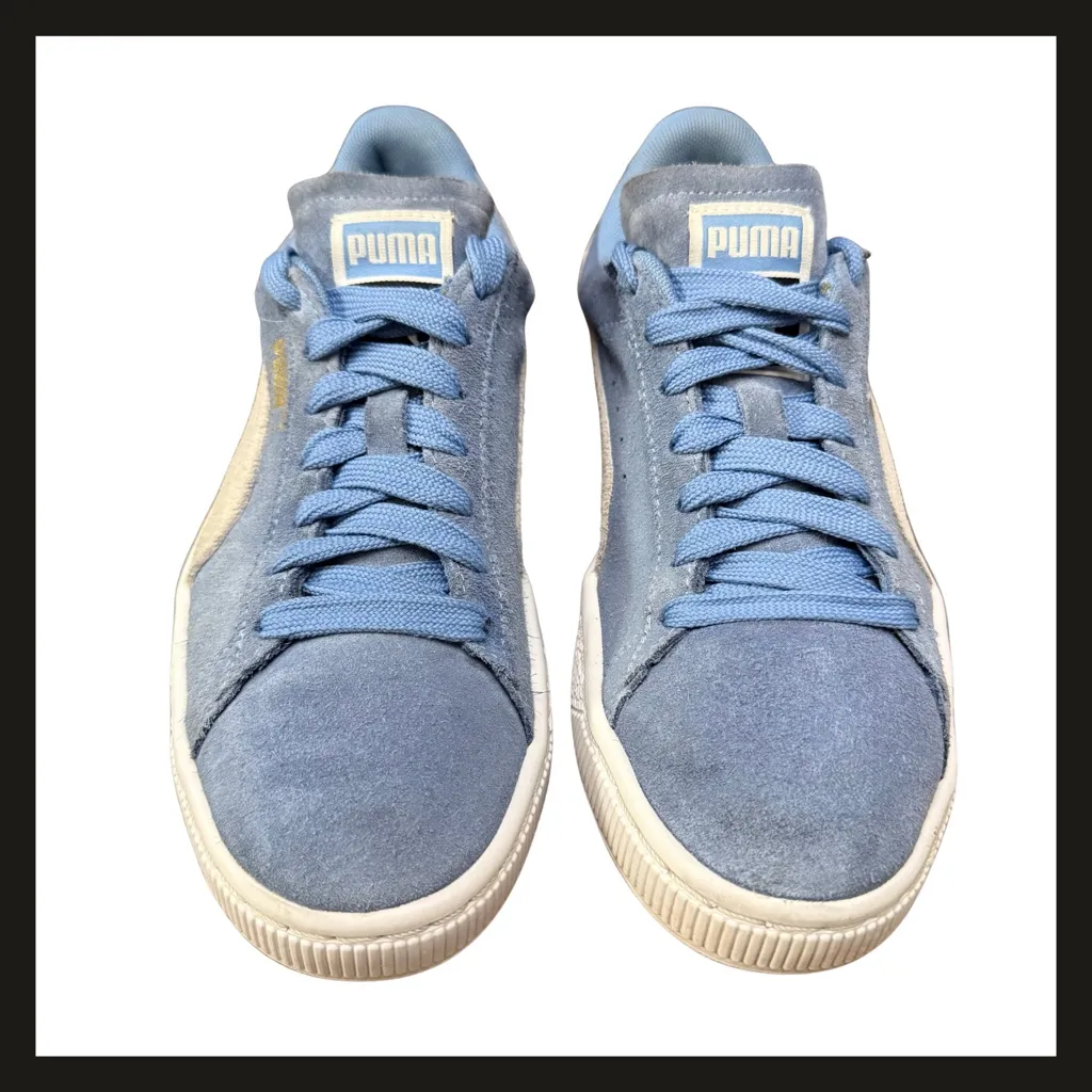 PUMA Suede Classic Blue Cream Low Top Sneakers Womens Size 6 | Art 355462-64 EUC - Image 5
