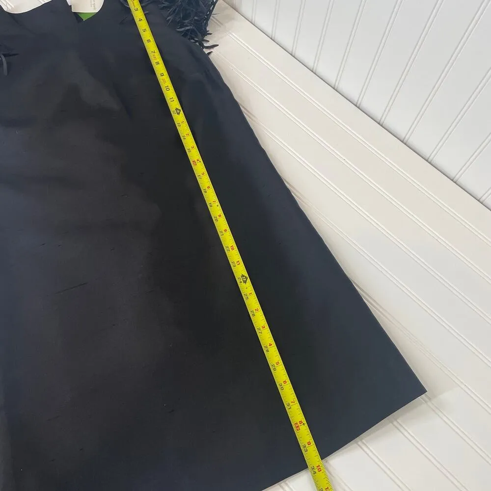 NWT Kate Spade Silk & Cotton Black Vicki Fringe Mini Swing Dress Size S - Image 11