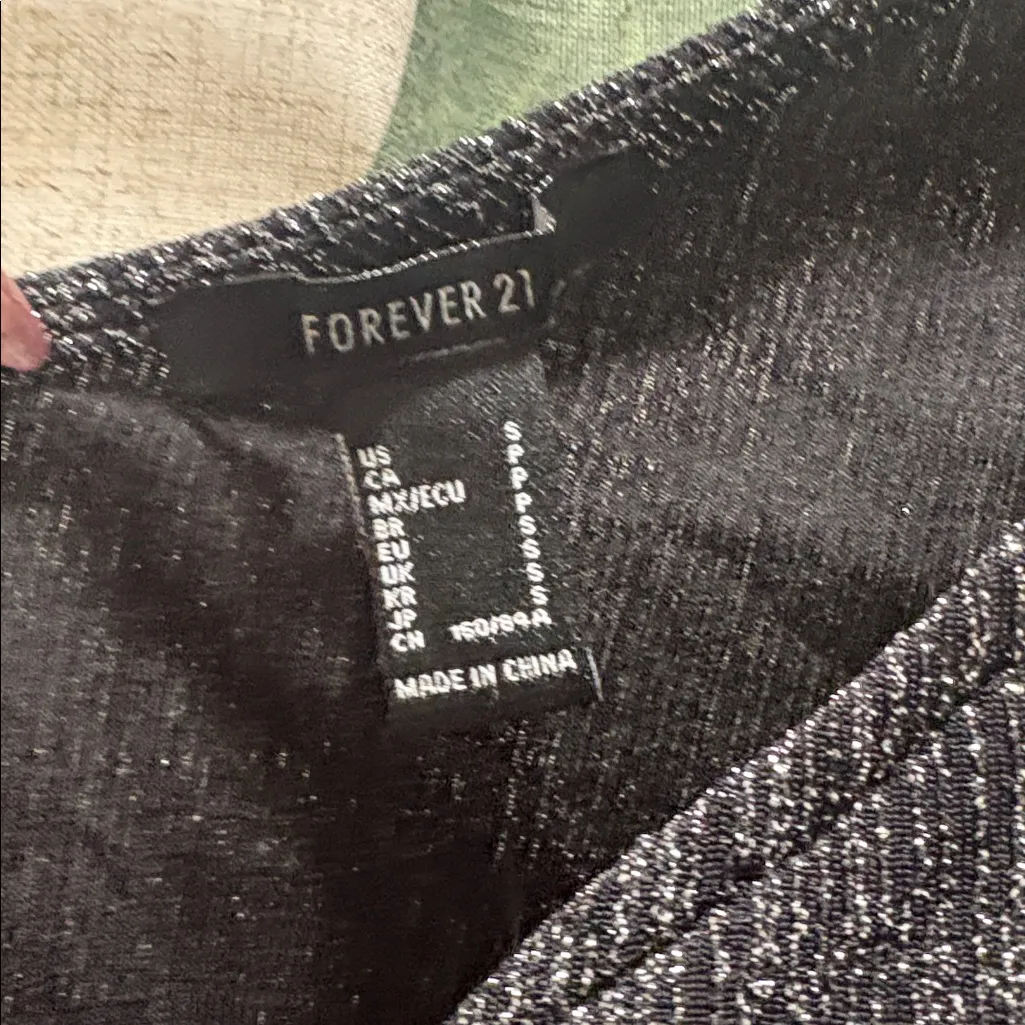 Forever 21 Black Shimmer One-Shoulder Crop Top - Image 2