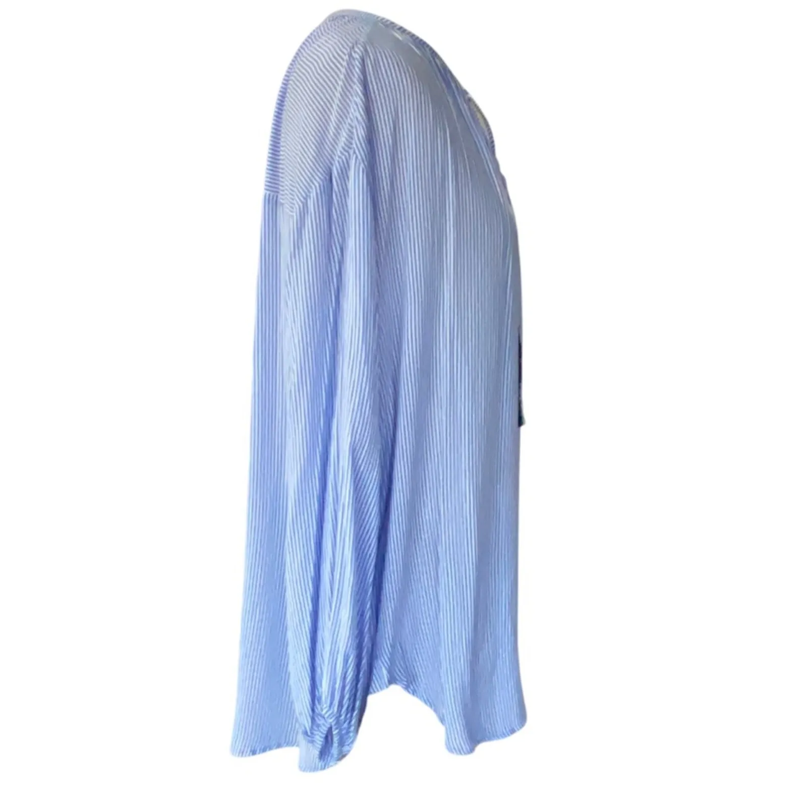 Faithfull The Brand Alice Blue & White Bohemian Tassel Blouse Size small - Image 3