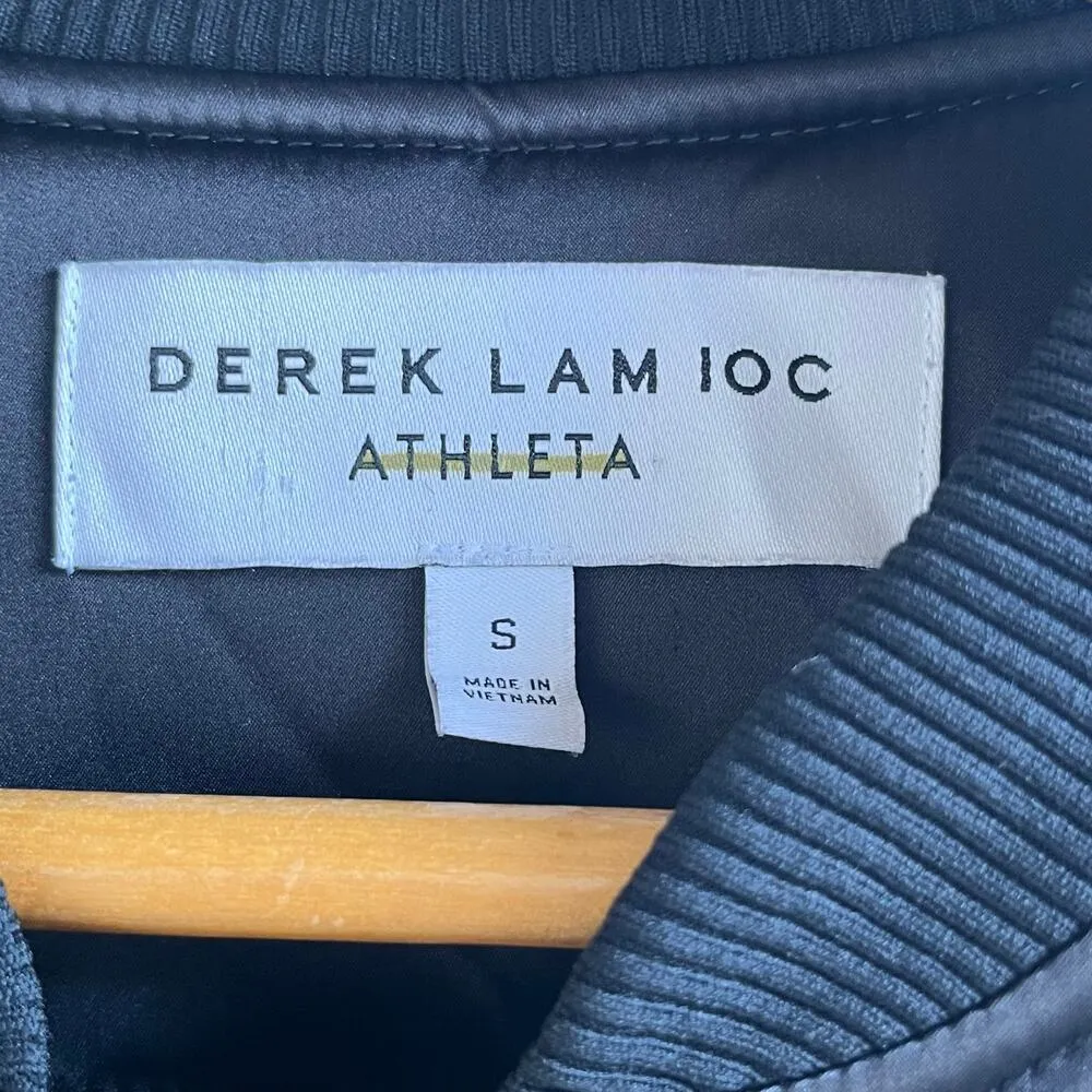 Derek Lam 10C X Athleta Women's Black Satin Bomber Jacket Size S - Image 8