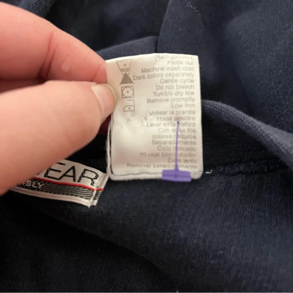 Vintage 90s Y2K China Wear Button Front Cardigan Heavyweight Boxy Fit Navy XL Blue - Image 4