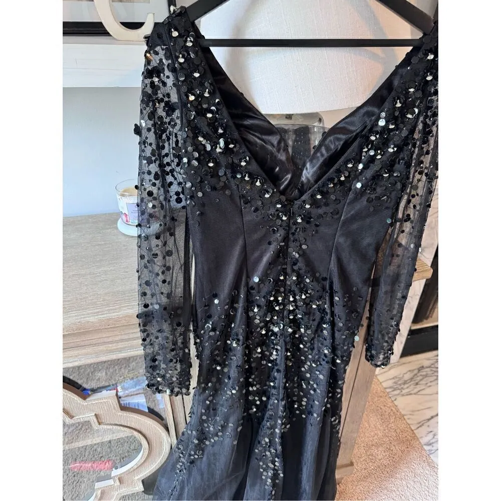 Atria Couture Jewel Evening Dress in Black, Size 14 Black - Image 5