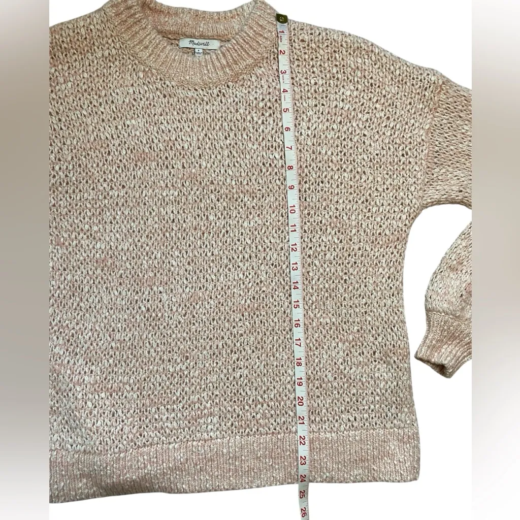 Madewell Light Pink Cotton Wool & Alpaca Blend Crewneck Oversized Baez Sweater - Image 8