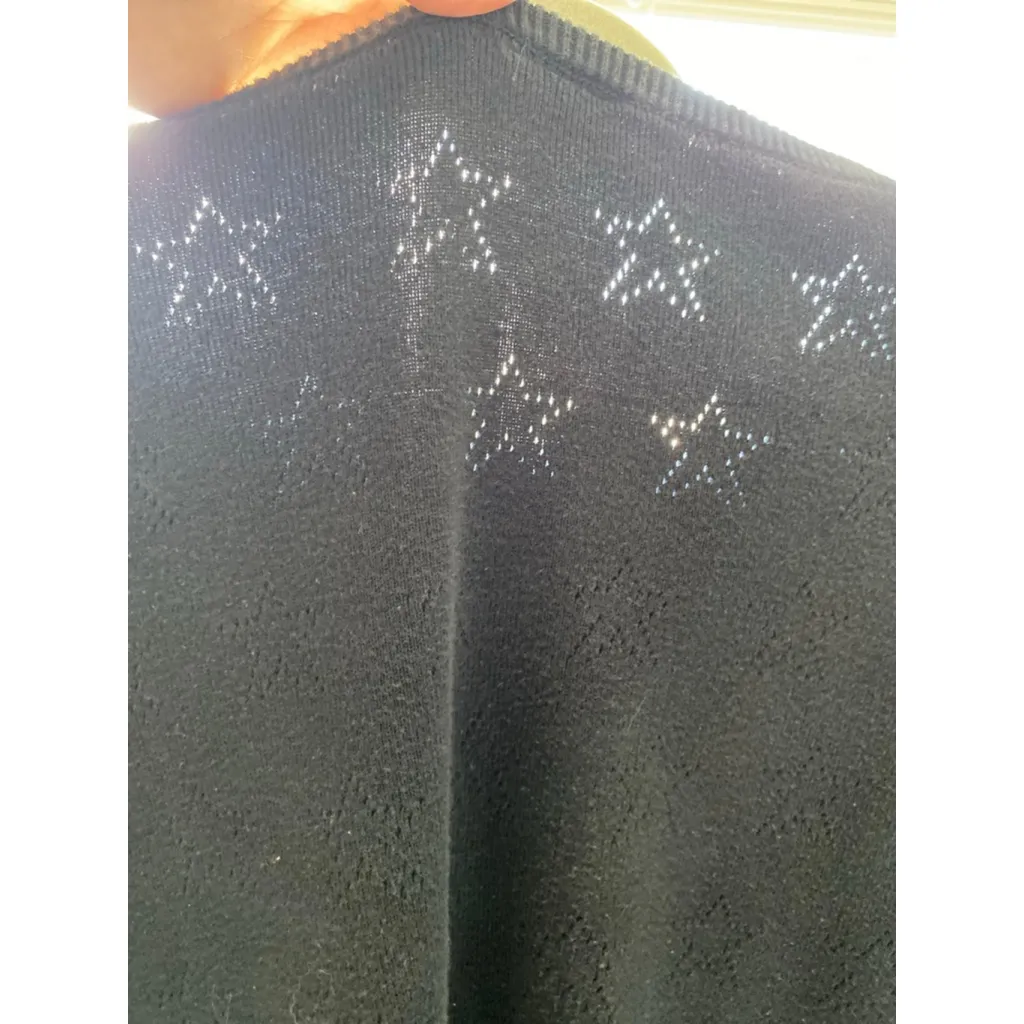 Papinelle Black Sheer Knit Sweater Pullover Star Pattern Women’s XL - Image 6