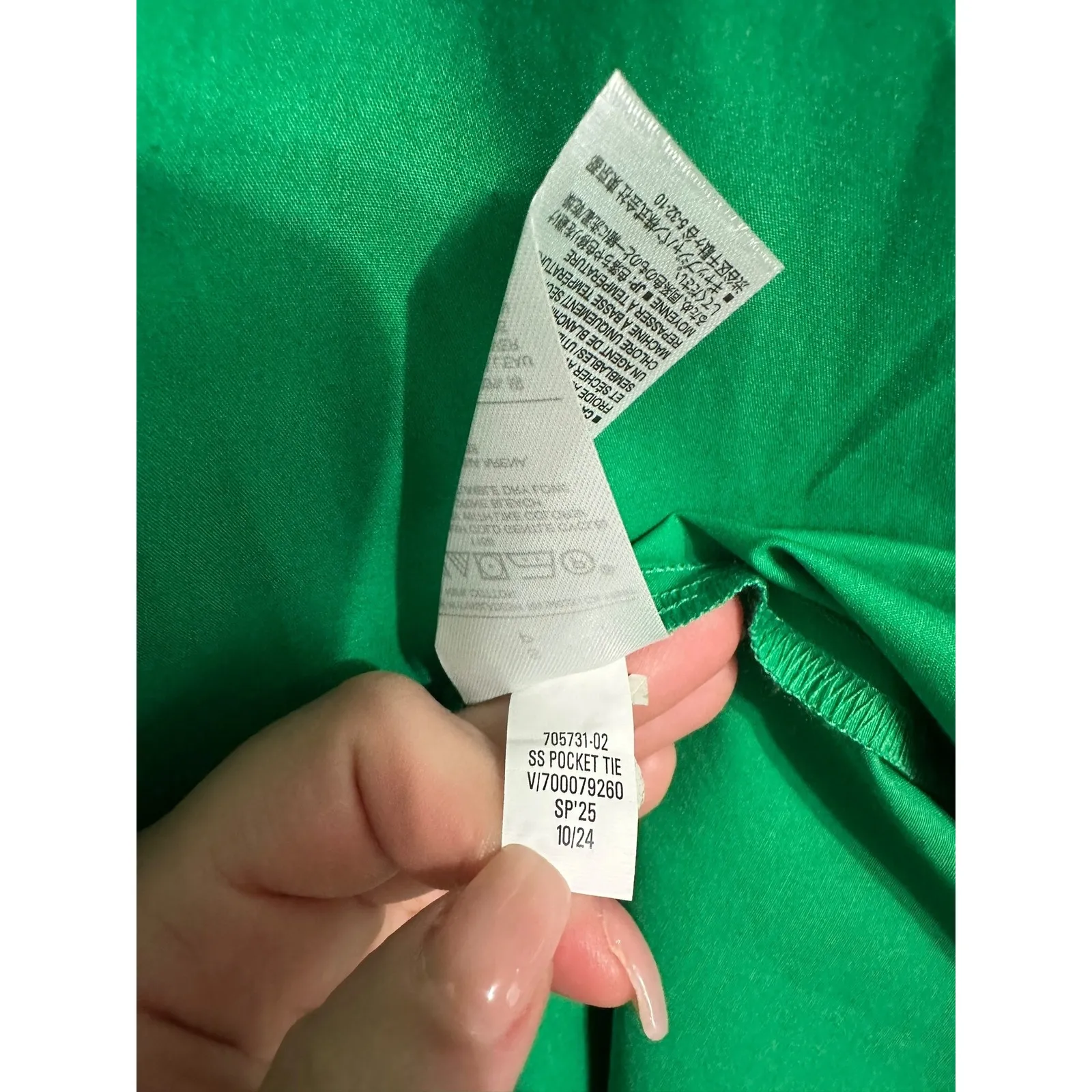 Banana Republic Women's green cotton poplin tie waist midi utility shirtdress S - Image 6