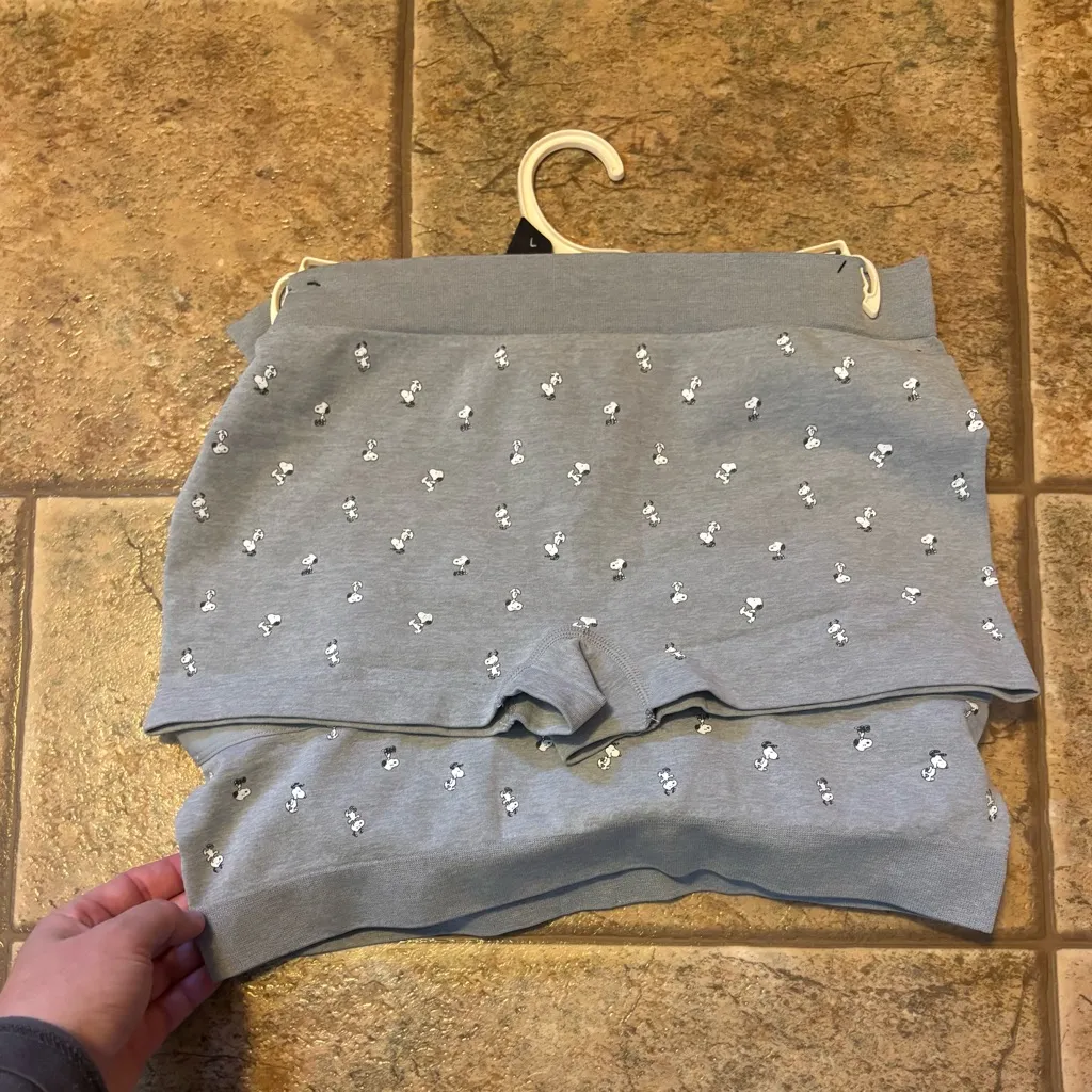 NWT Peanuts Snoopy bra and boy shorts set sz L Gray Size L - Image 2