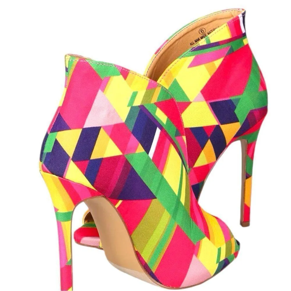 Liliana geo pattern awesome booties! Open toe . New - Image 3