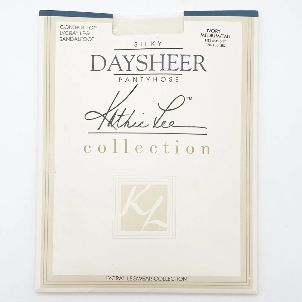 NWT Vintage Kathie Lee Daysheer Control Top Sandalfoot Hose Ivory Sz Medium Tall White - Image 9