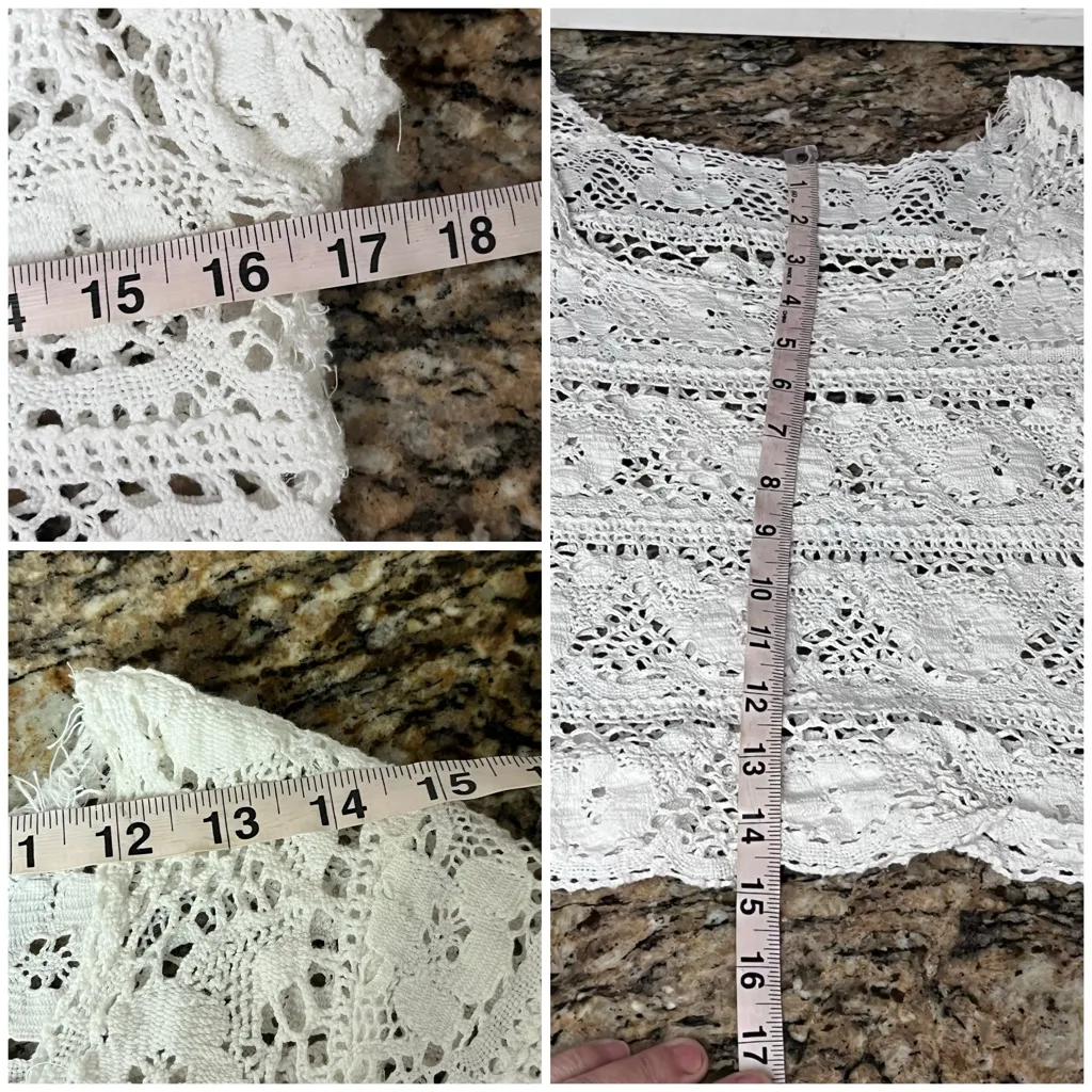 Cottagecore Coquette Crochet Crop Top M Women’s White Open Knit Soft Girl Size M - Image 6