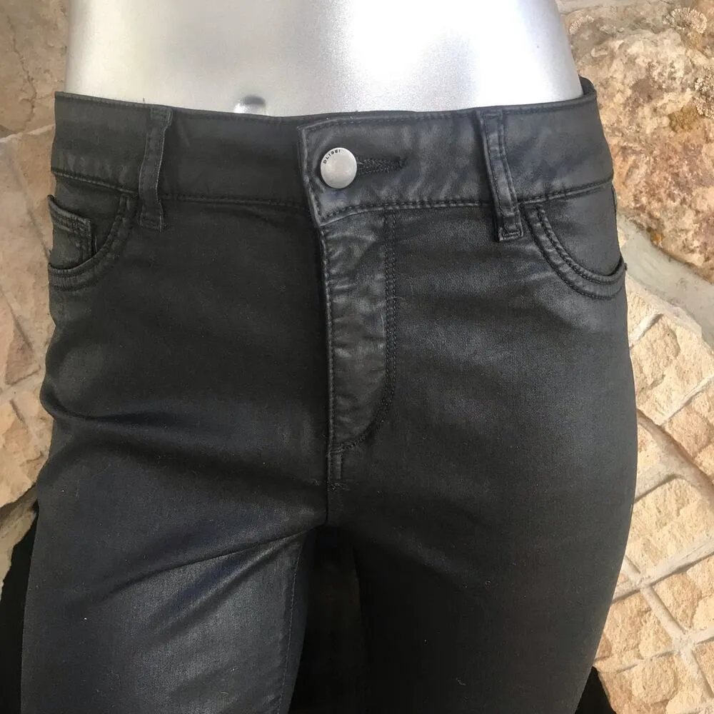 DL1961 Florence  Mid Rise Instasculpt Skinny Black Waxed Pants Women’s Size 29 - Image 5