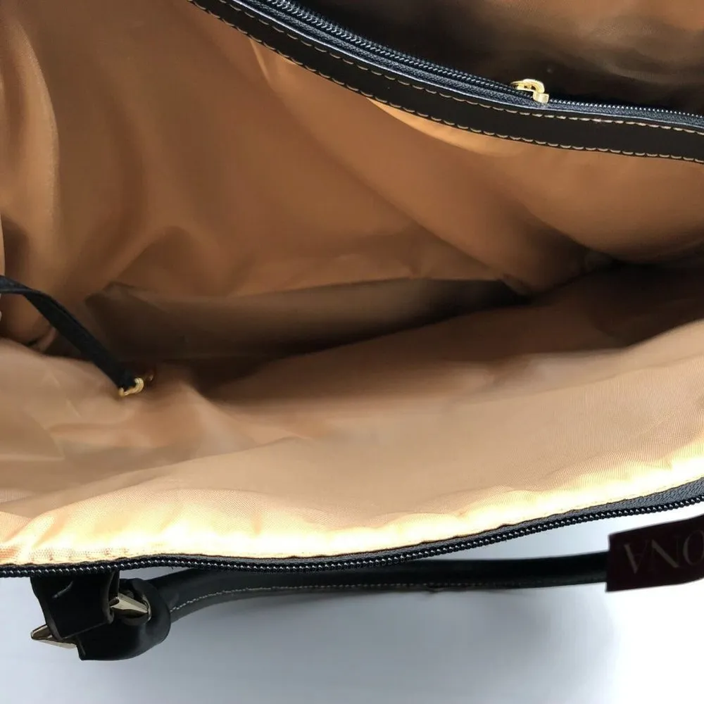 Merona Handbag Large Shoulder Bag Fabric Geometric Zip Closure Black - Image 5