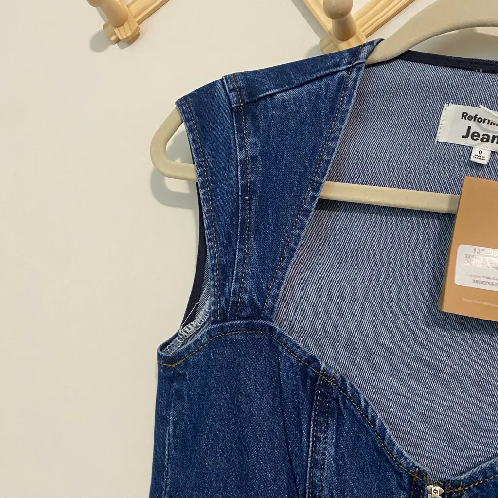 NWT Reformation Calypso Wide Leg Denim Jumpsuit size 0 - Image 11