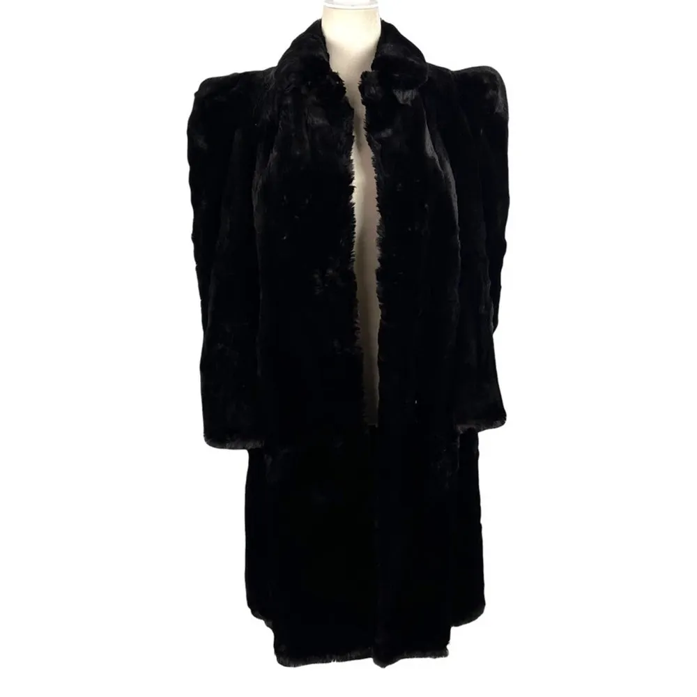 Vintage 50's R.H. White’s Boston Women’s Long Maxi Black Fur Coat Size Small - Image 13