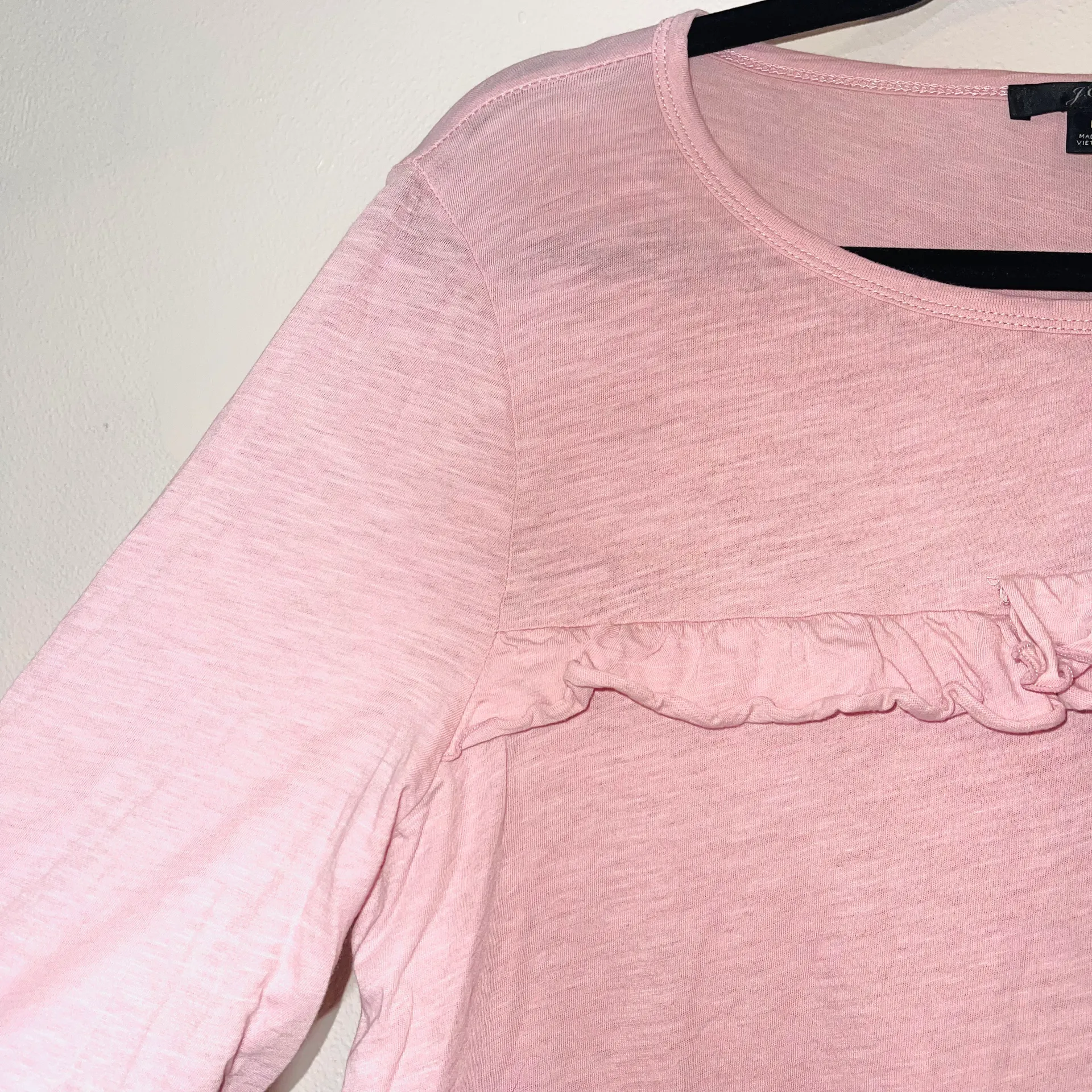 J. Crew Pink Ruffle Front Cotton Top - Image 4