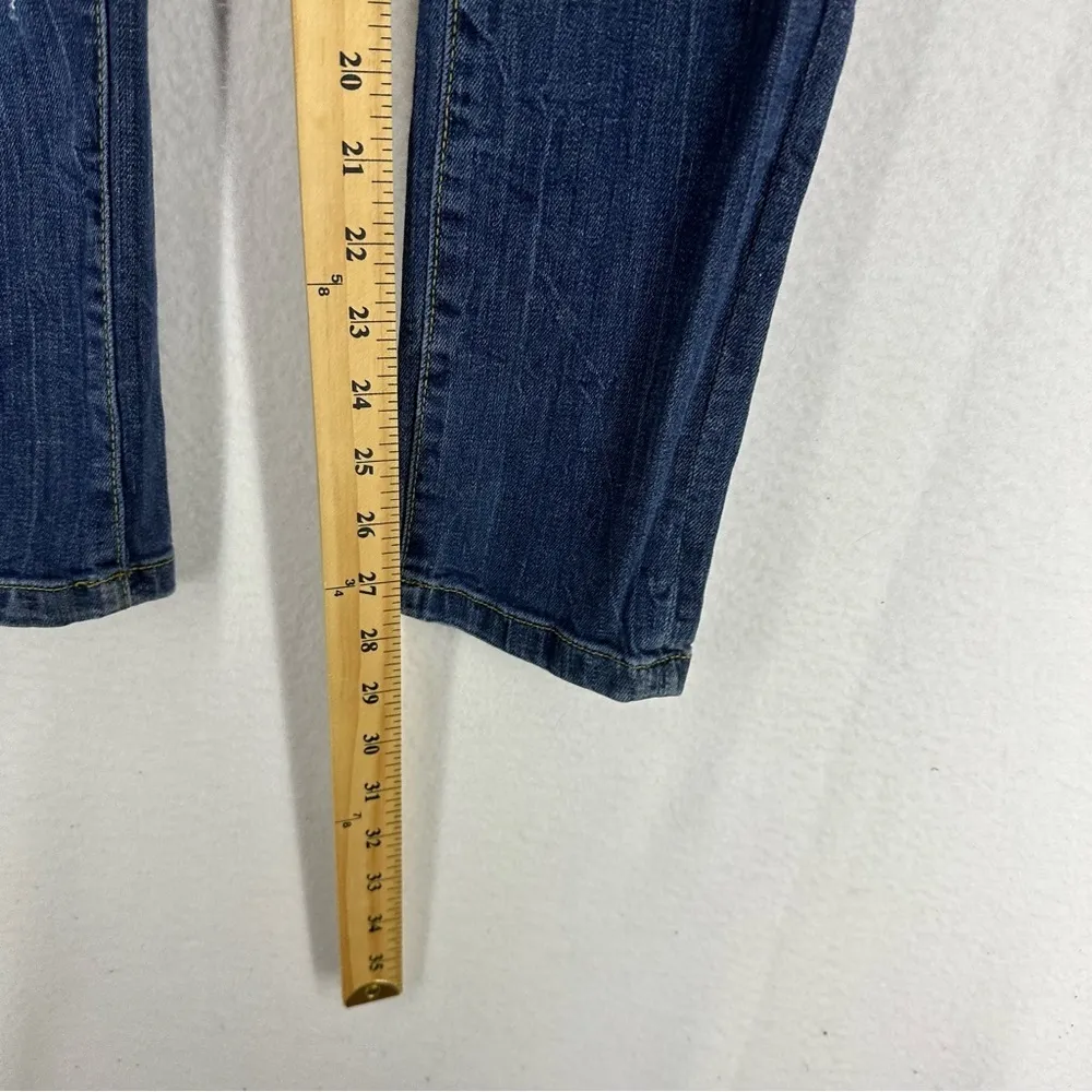 Zara Basic Dept Mid Rise Medium Wash Skinny Distressed Jeans Woman’s 8 Blue - Image 3