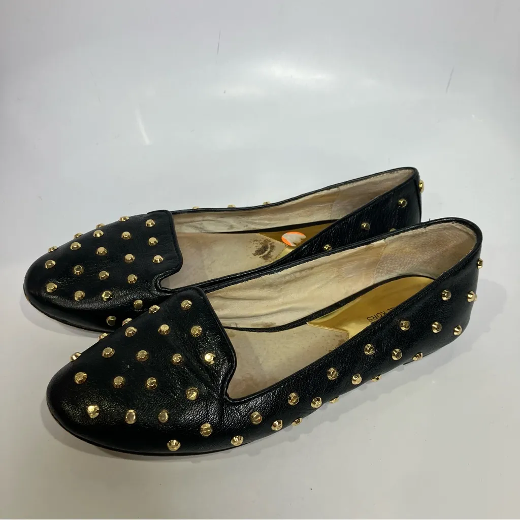 Michael‎ Michael Kors Ailee gold studded flats black leather women’s size 10 - Image 3