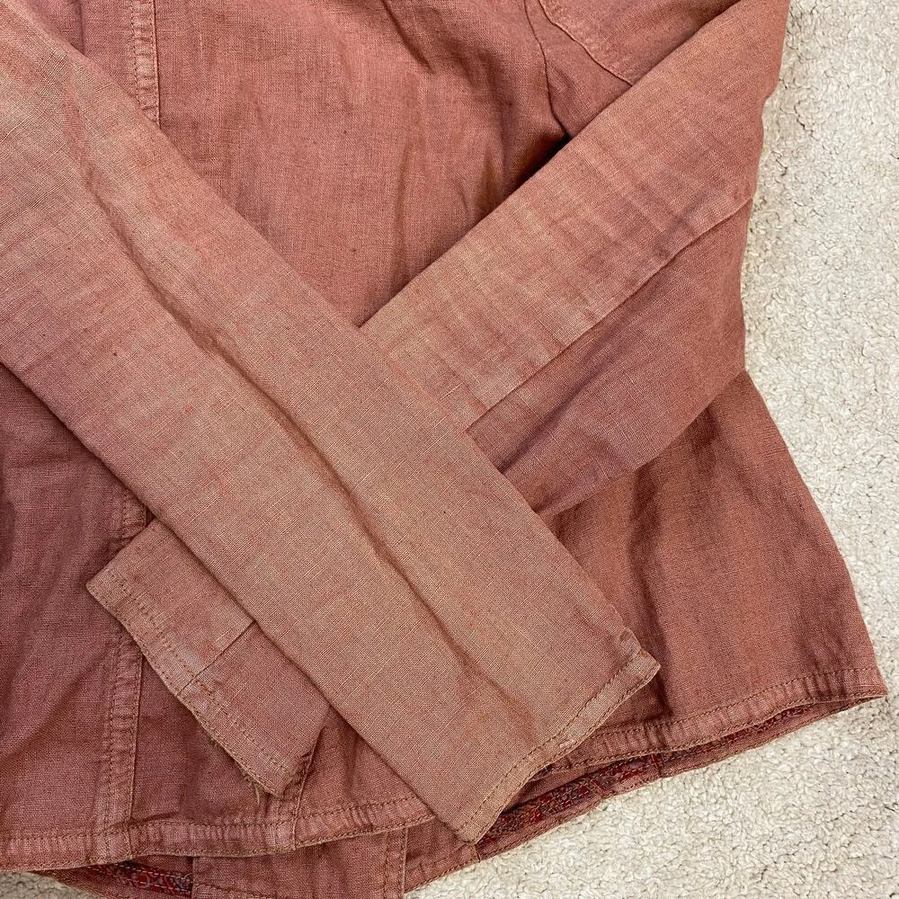 Free People Rosewood Washed Linen Blend Moto Jacket Size S - Image 5