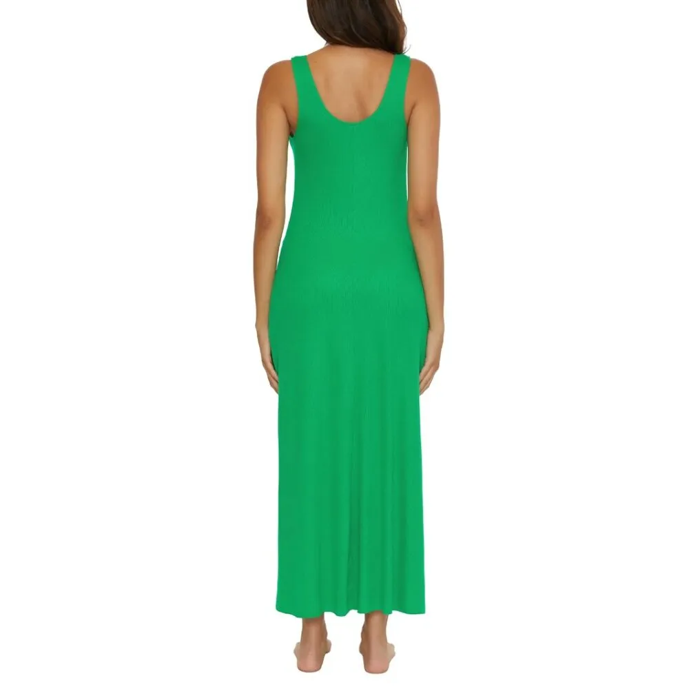 NWT BECCA Mykonos Semisheer Ribbed Cover-Up Maxi Dress Color: Verde - Image 7