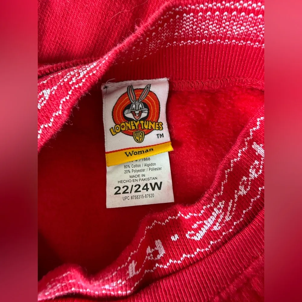Vintage Warner Bros. Tweety “Been There Bought That Sweatshirt, Size 22/24W Red - Image 3